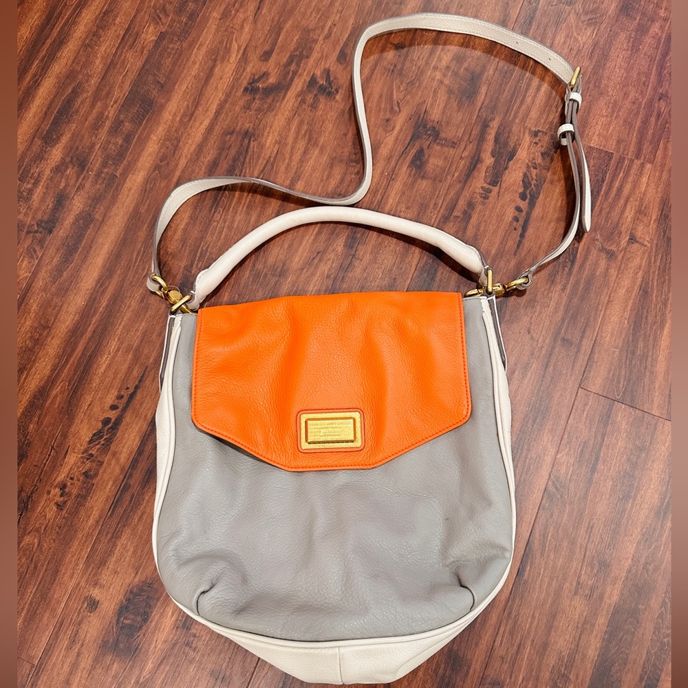 Marc Jacobs | Purse Pebbled Leather Hobo Crossbody Orange Gray